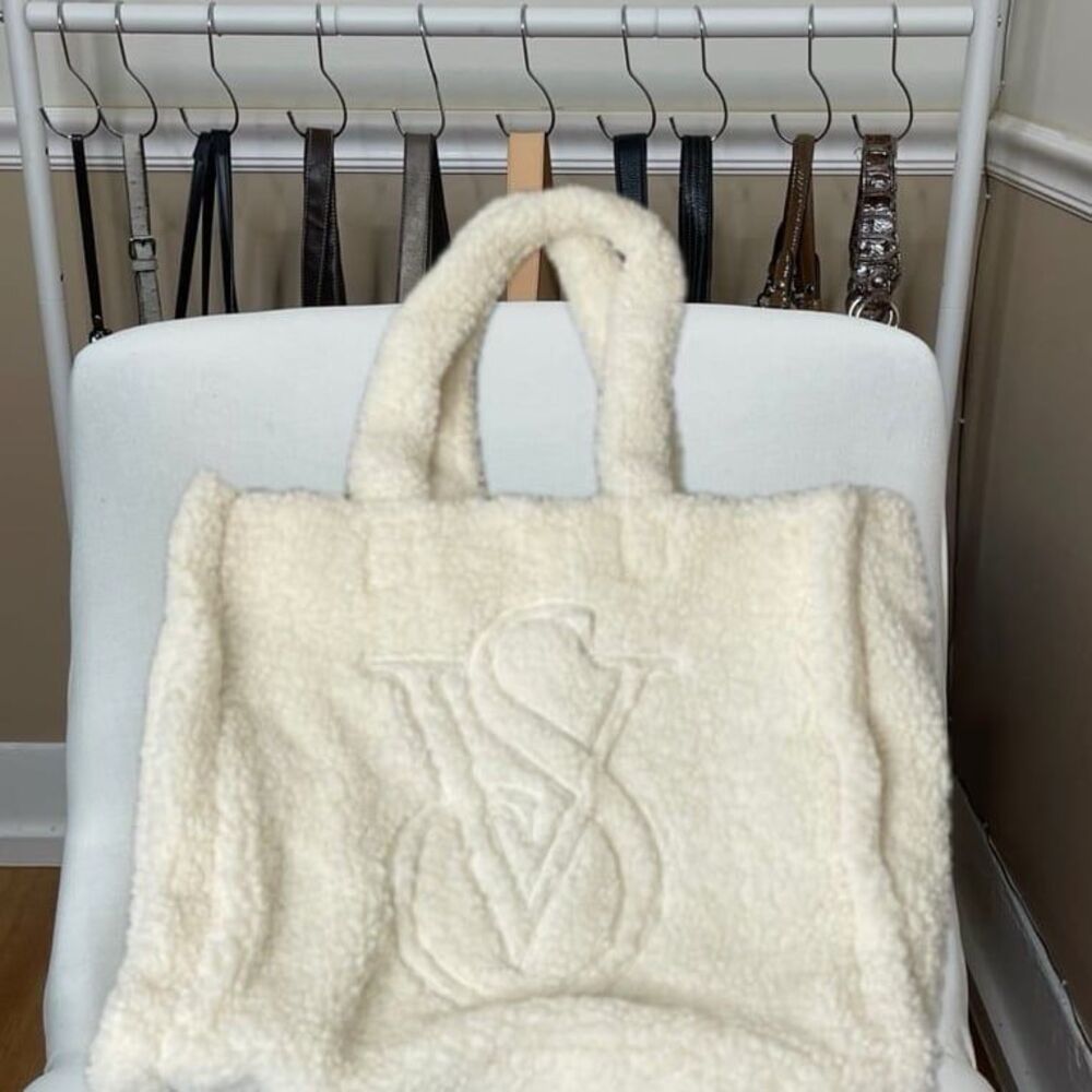 Victoria’s Secret Snowy White Faux Fur Plush Tote Bag